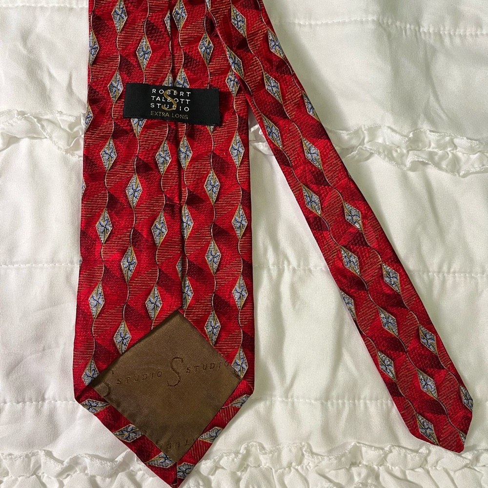 Robert Talbott Studio Extra Long Red Tie With Pat… - image 3